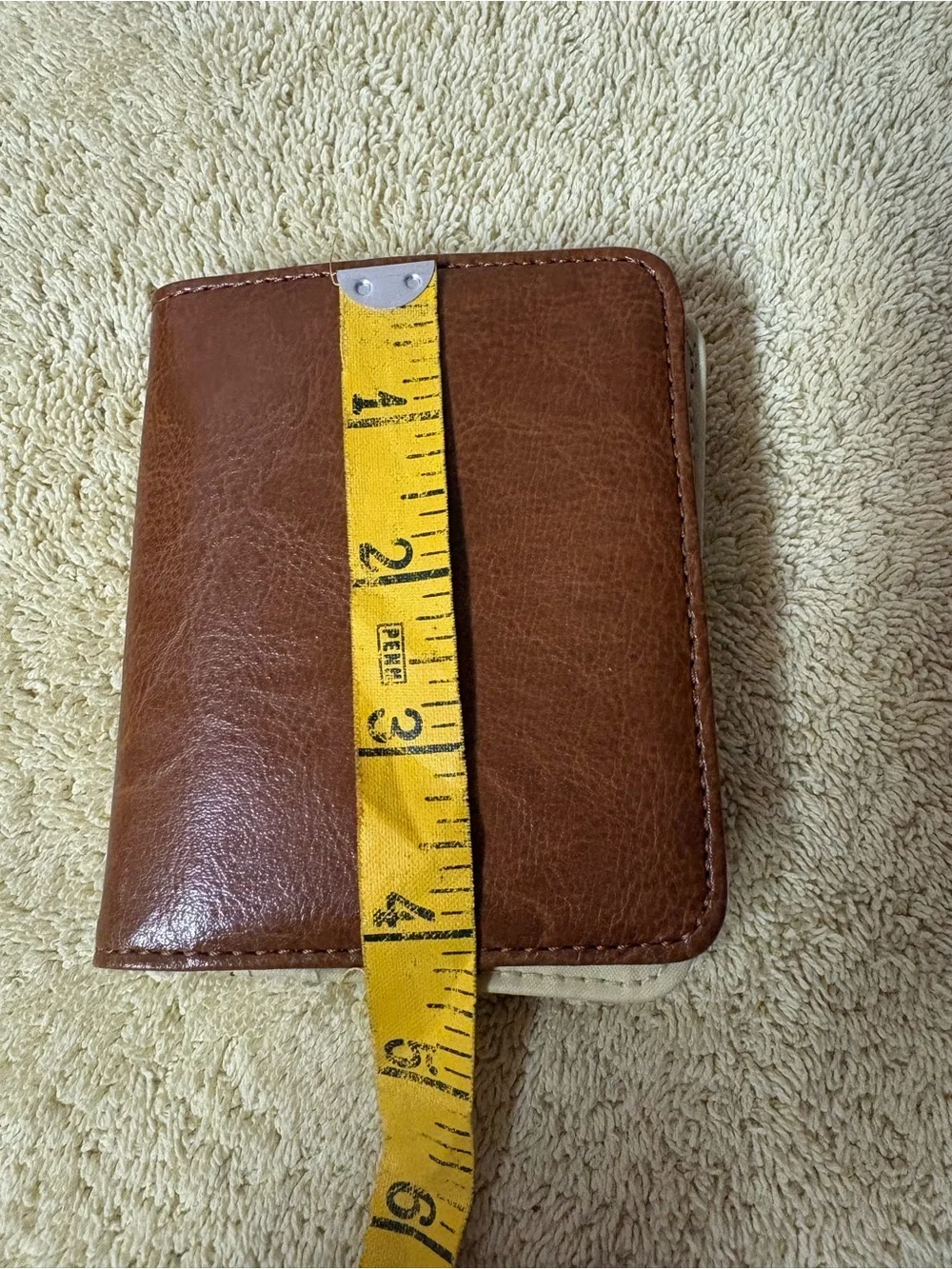 Brown Faux Leather Snap Closure Compact Wallet Card Holder Organizer